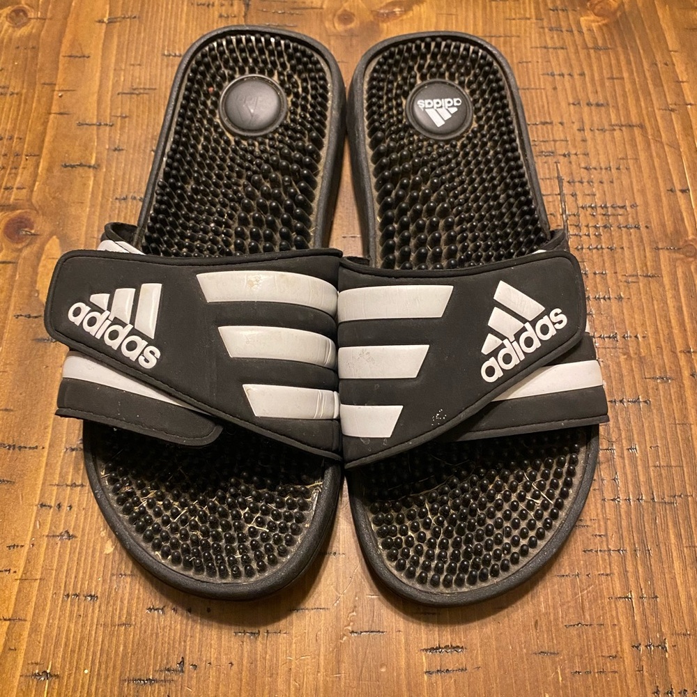 Adidas Black and White Comfort Slides